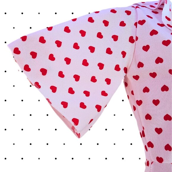 Pretty Little Things Ruffled white dress with red hearts SIZE 6 - Picture 4 of 10